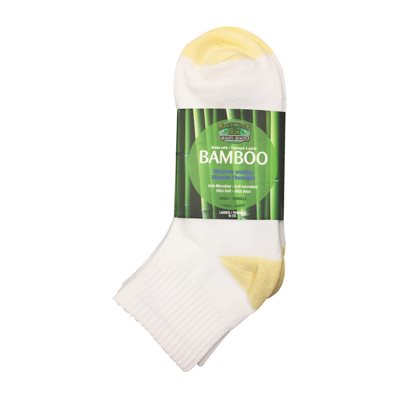 BAMBOO ANKLE SOCKS - 3 PACK - WOMEN'S - YELLOW / WHITE