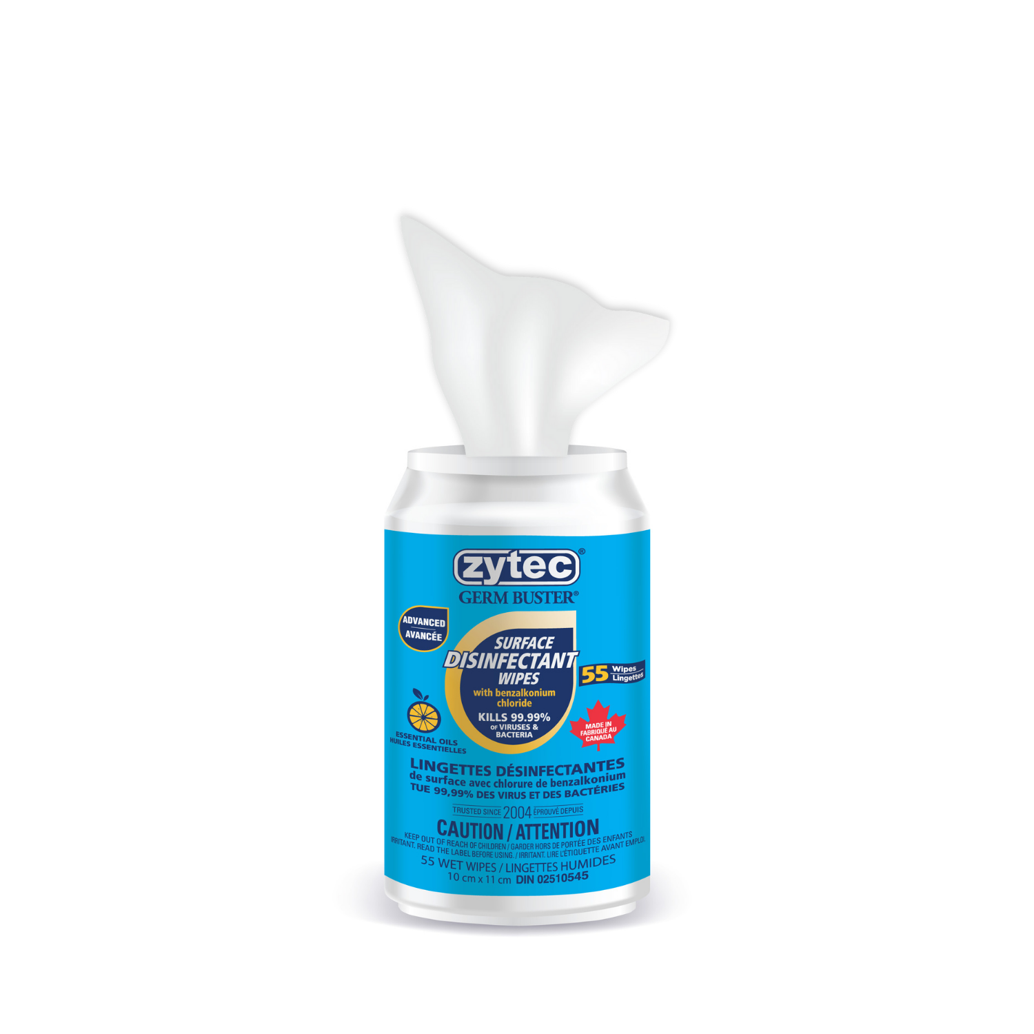 ZYTEC ADVANCED DISINFECTANT WIPES 55CT 